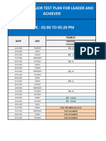 Proposed Major Test Plan For Leader and Achiever: Date DAY