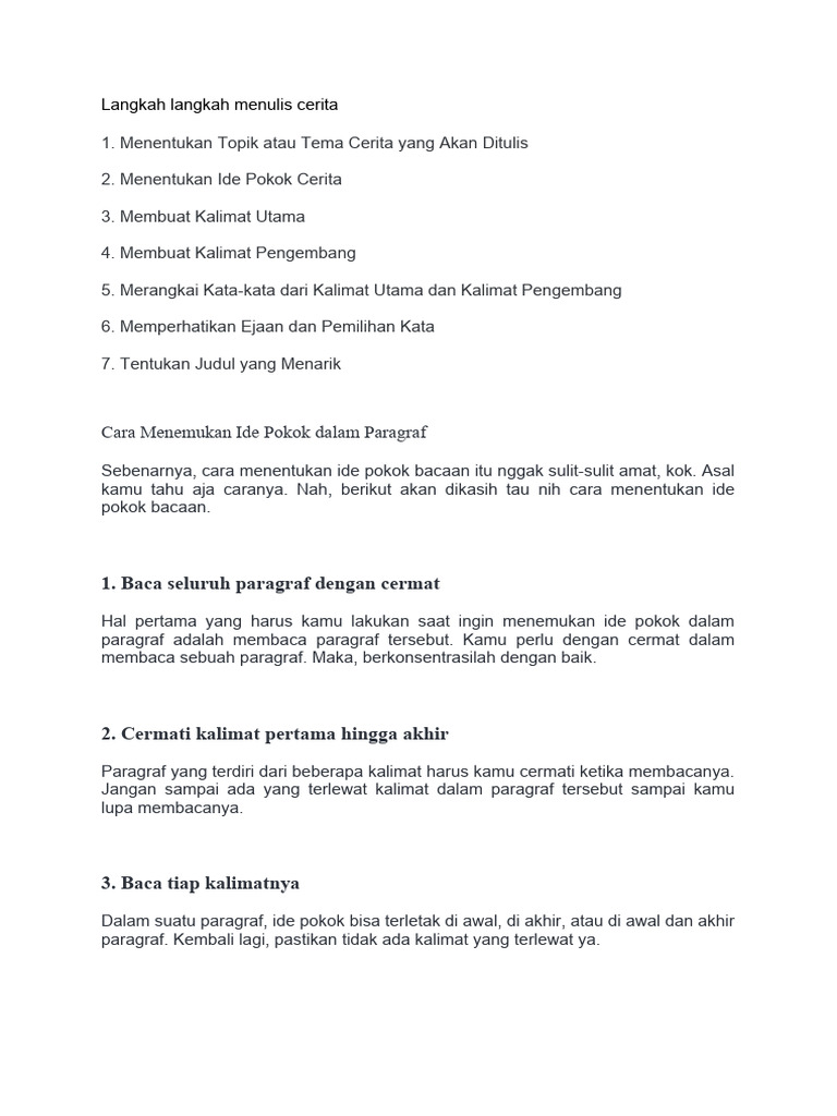 Langkah Langkah Menulis Cerita Pdf