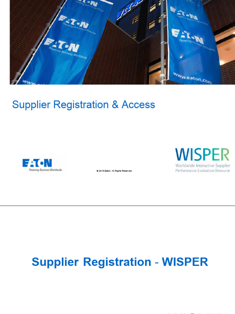 Supplier Registration & Access © 2019 Eaton. All Rights Reserved PDF