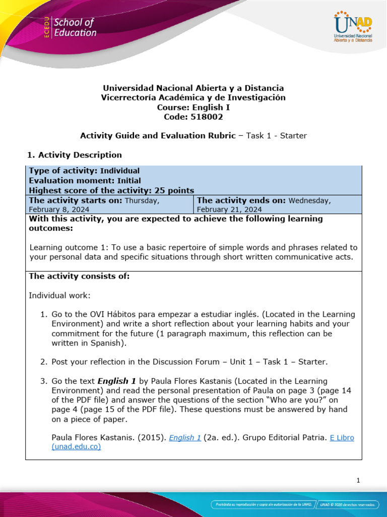 English I Task 1 Activity Guide | PDF | Plagiarism | Learning