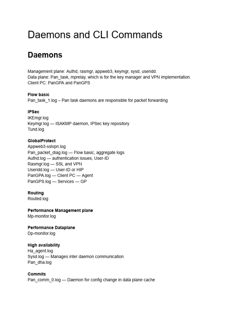 Daemons and CLI Commands Overview | PDF | Virtual Private Network ...