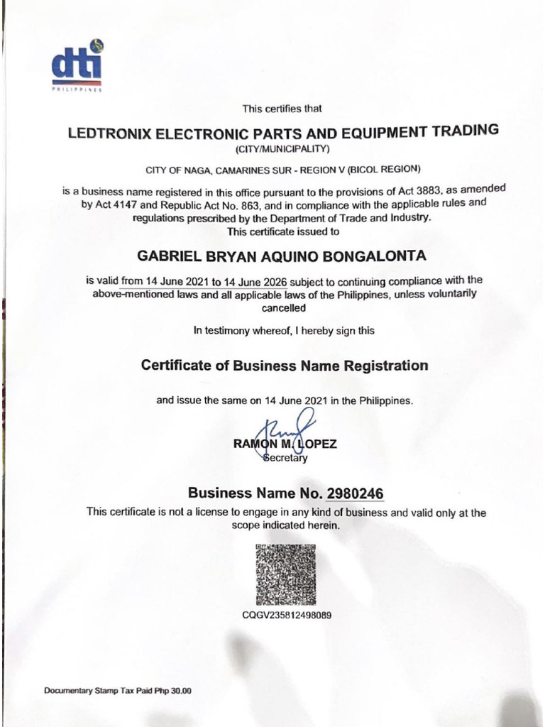 Ledtronix Electronic Parts and Equipment Trading | PDF