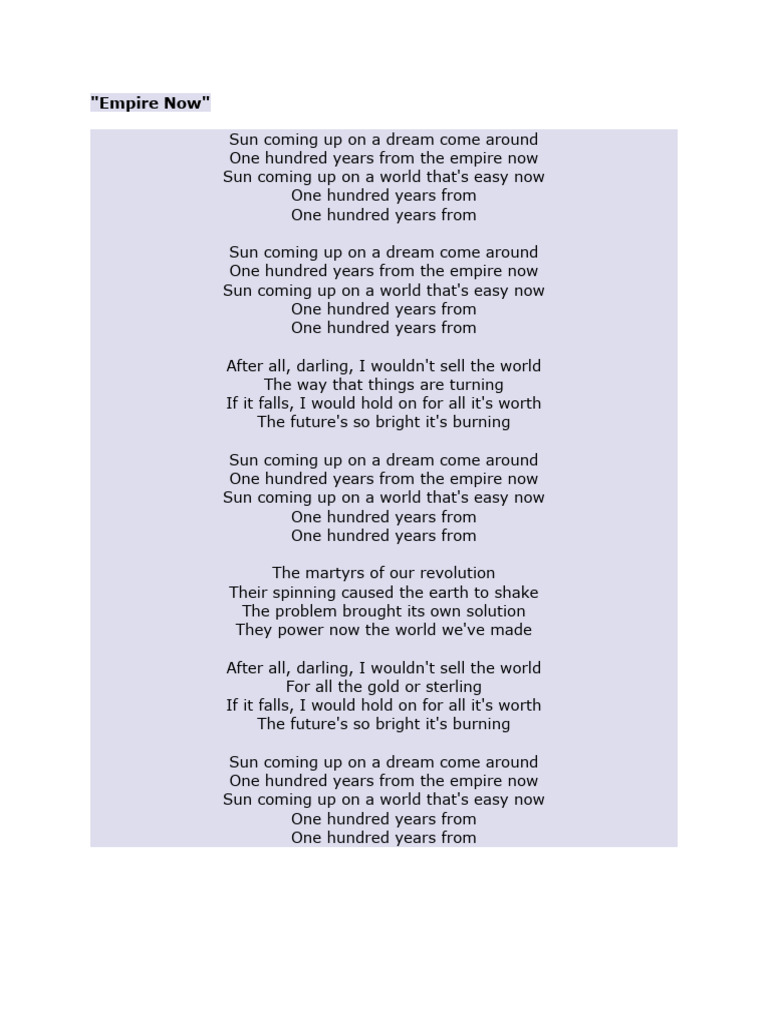 Empire Now Lyrics | PDF