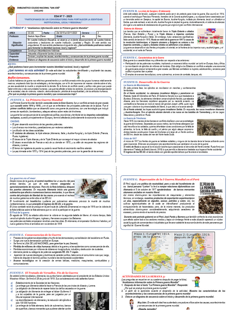 Causas y Consecuencias de la Primera Guerra Mundial | PDF | Primera ...