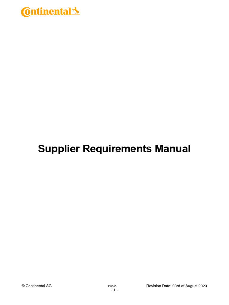 Continental Supplier Requirements Manual | PDF | Liability Insurance ...