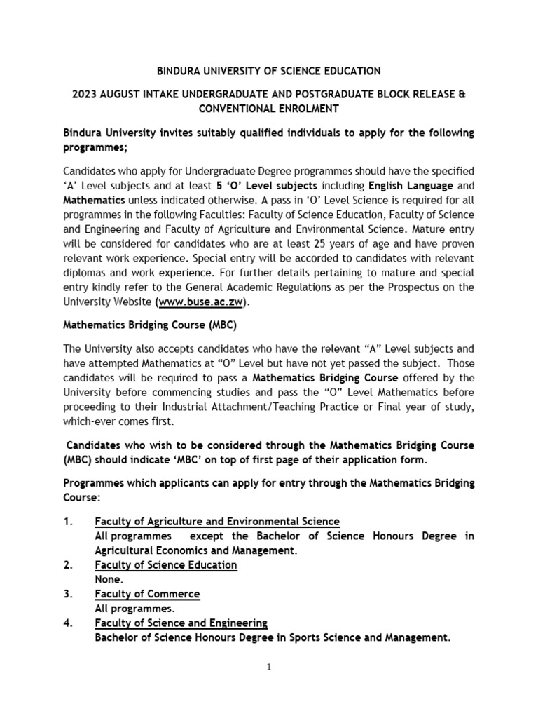 August-Intake-uz programme for the year | PDF | Academic Degree