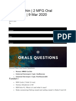 MMD Cochin - 2 MFG Oral Questions - 9 Mar 2020: Function I