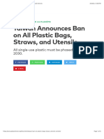 Taiwan Announces Ban On All Plastic Bags, Straws, and Utensils