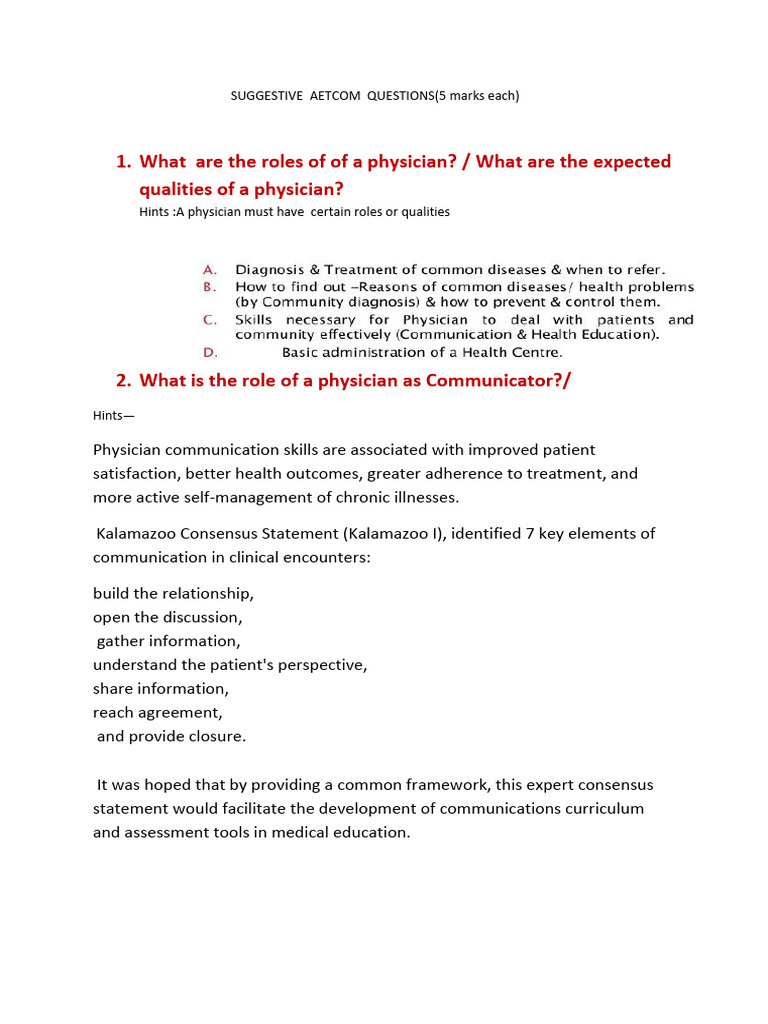 Suggestive Questions PDF Medical Education Patient