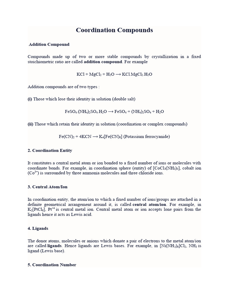 Understanding Complex Compounds in Chemistry | PDF | Coordination ...