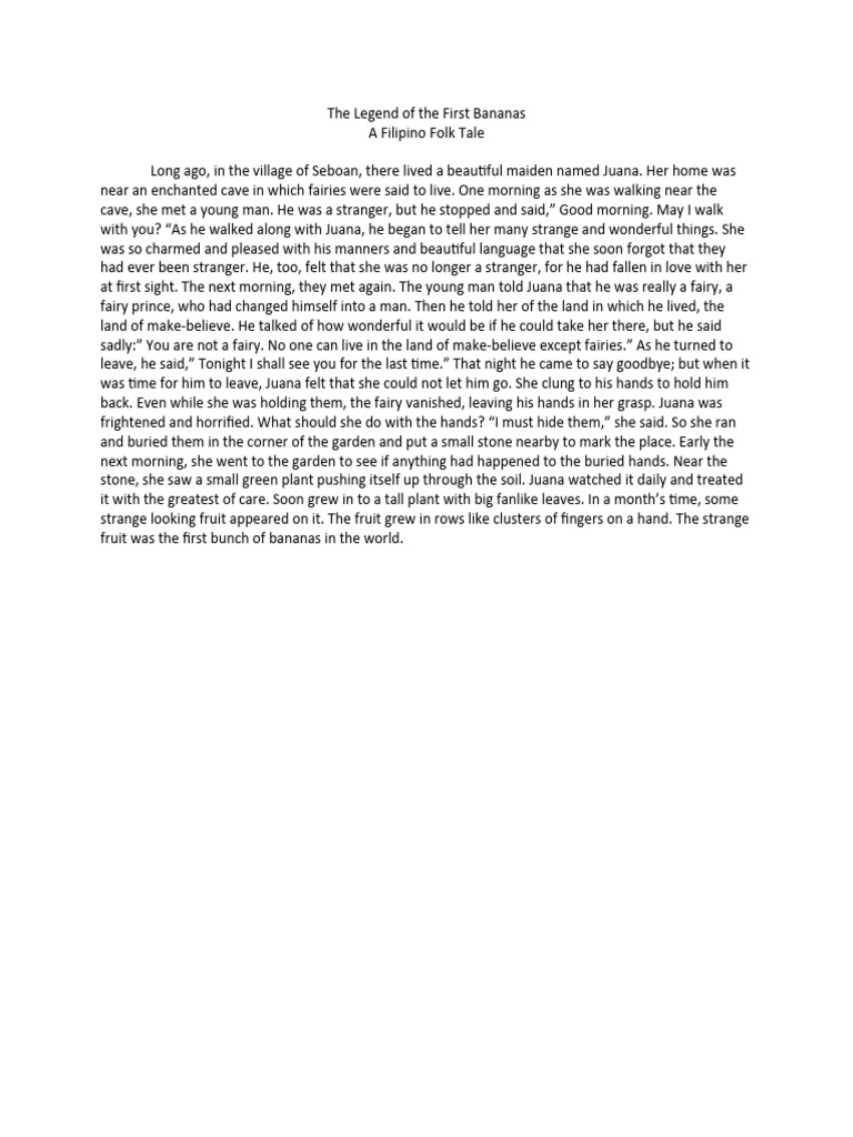 The Legend of the First Bananas | PDF | Poetry | General Fiction