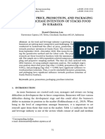 The Effect of Price, Promotion, and Packaging Towards Purchase Intention of Stacks Food in Surabaya