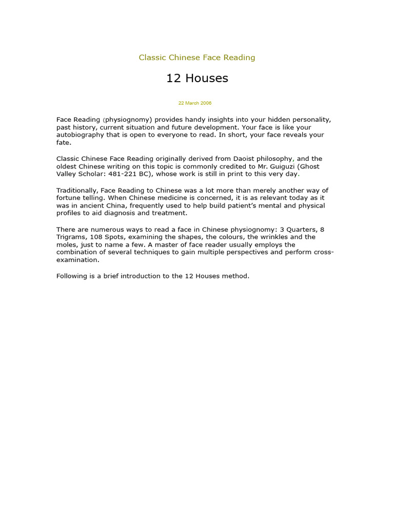 Kupdf classic chinese face reading pdf eyebrow face