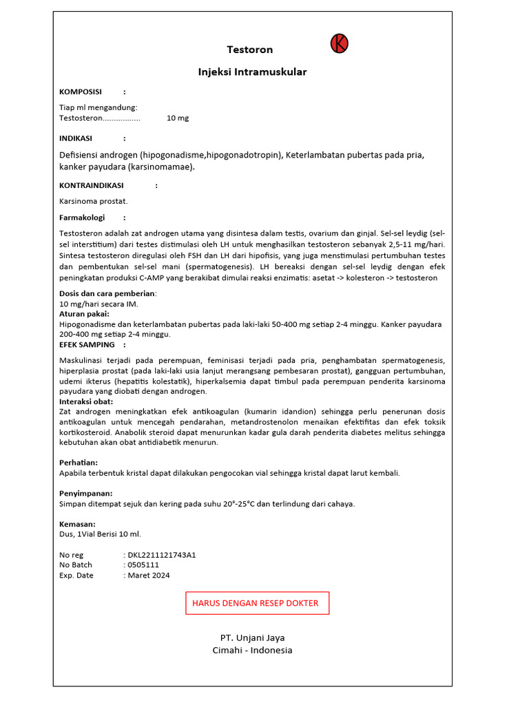 Injeksi Testosteron untuk Terapi Androgen | PDF | Kesehatan Holistik