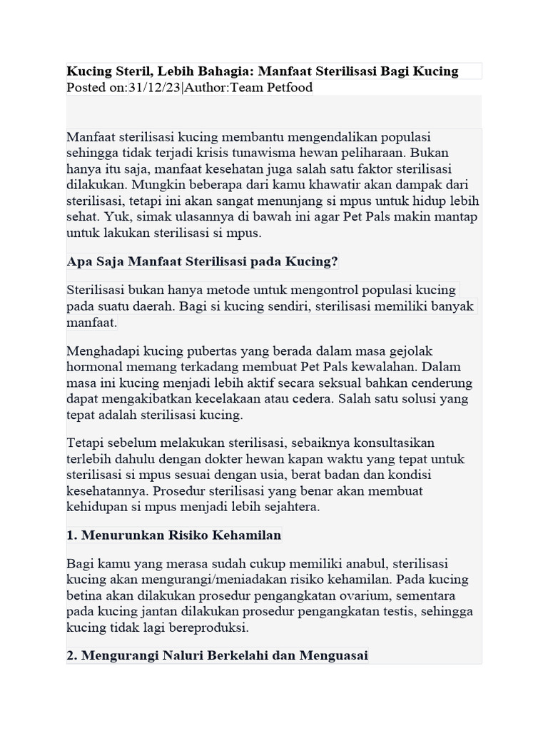 Manfaat Kucing Steril PDF