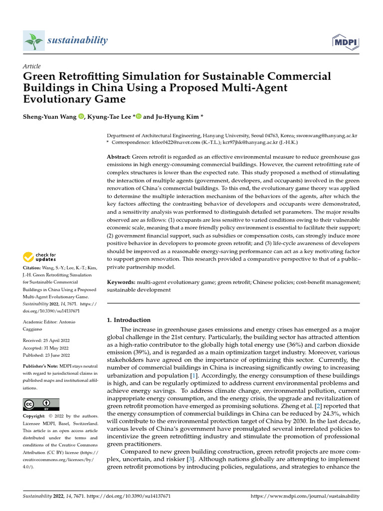 Green retrofitting simulation for sustainable commercial buildings in