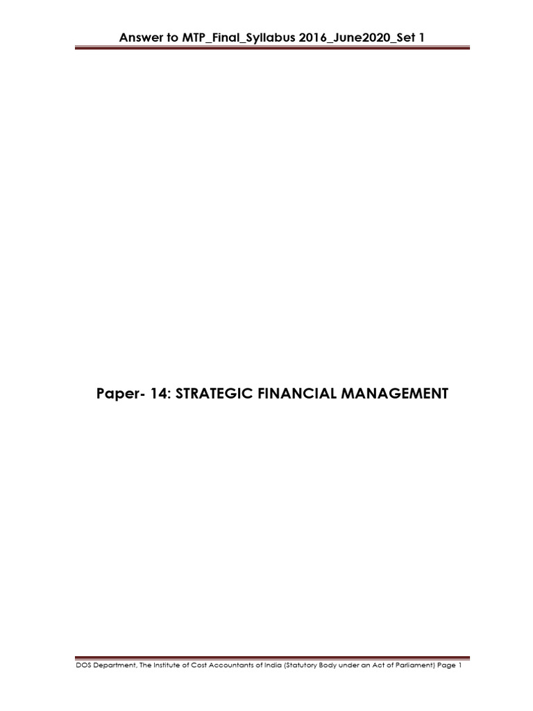 Strategic Financial Management MTP Answers | PDF | Net Present Value ...