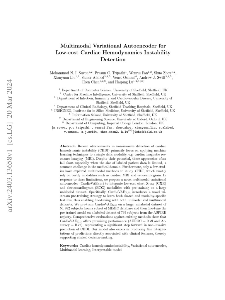 Multimodal Variational Autoencoder For Low-Cost Cardiac Hemodynamics ...