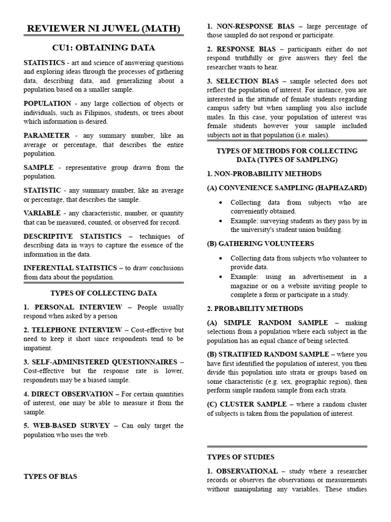 Matht Reviewer | PDF | Probability Distribution | Random Variable