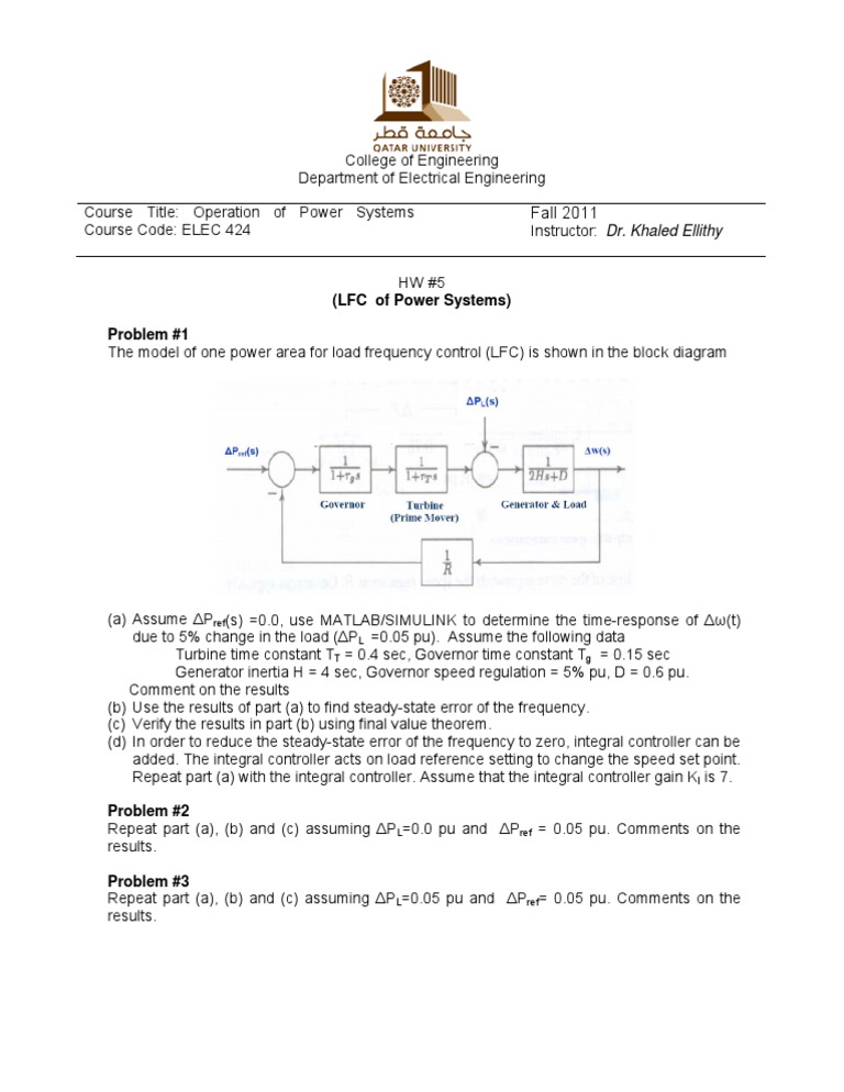 Power Systems Load Frequency Control Analysis | PDF | Teaching Methods ...