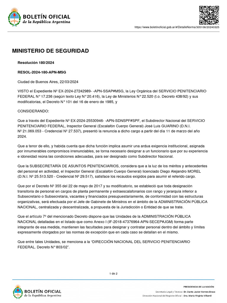 Designación de Subdirector del SPF | PDF | Gobernancia | Gobierno
