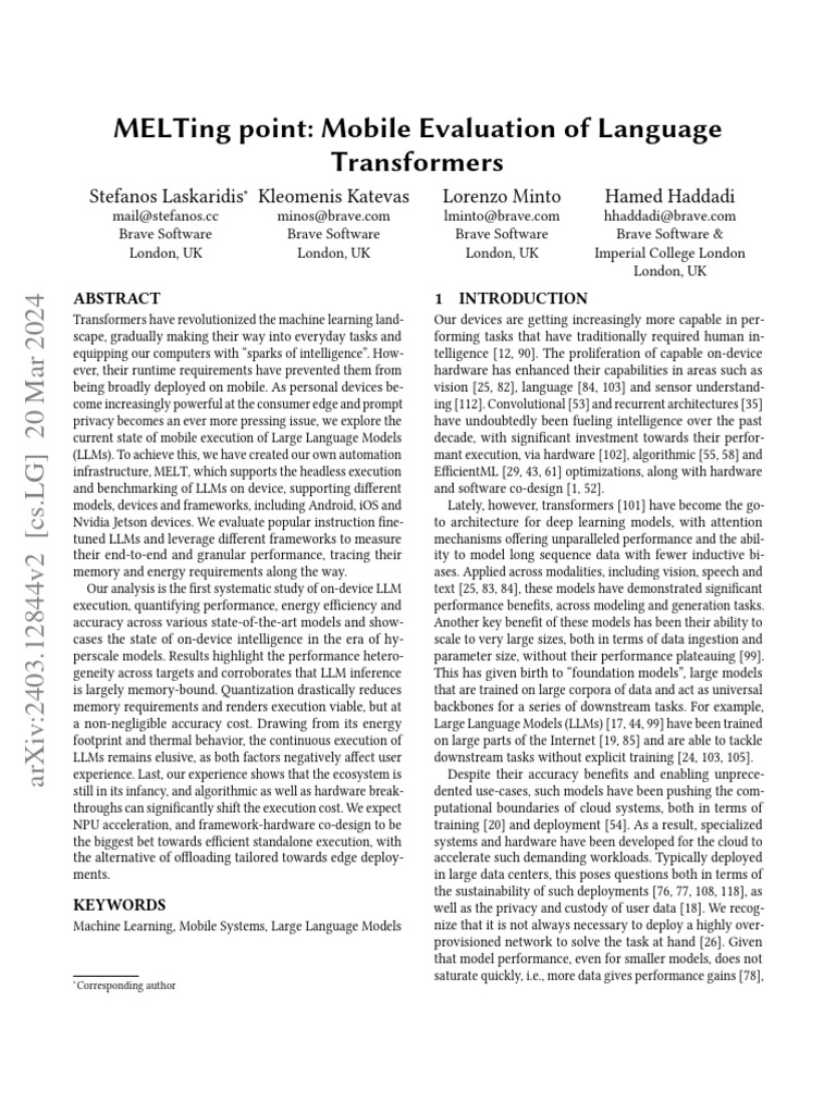 Mobile LLM Evaluation with MELT | PDF | Computing | Computer Science