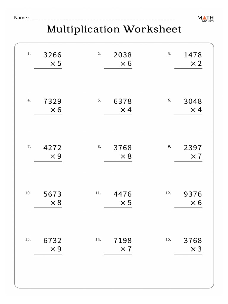Free Printable Multiplication Worksheets Grade 4 PDF
