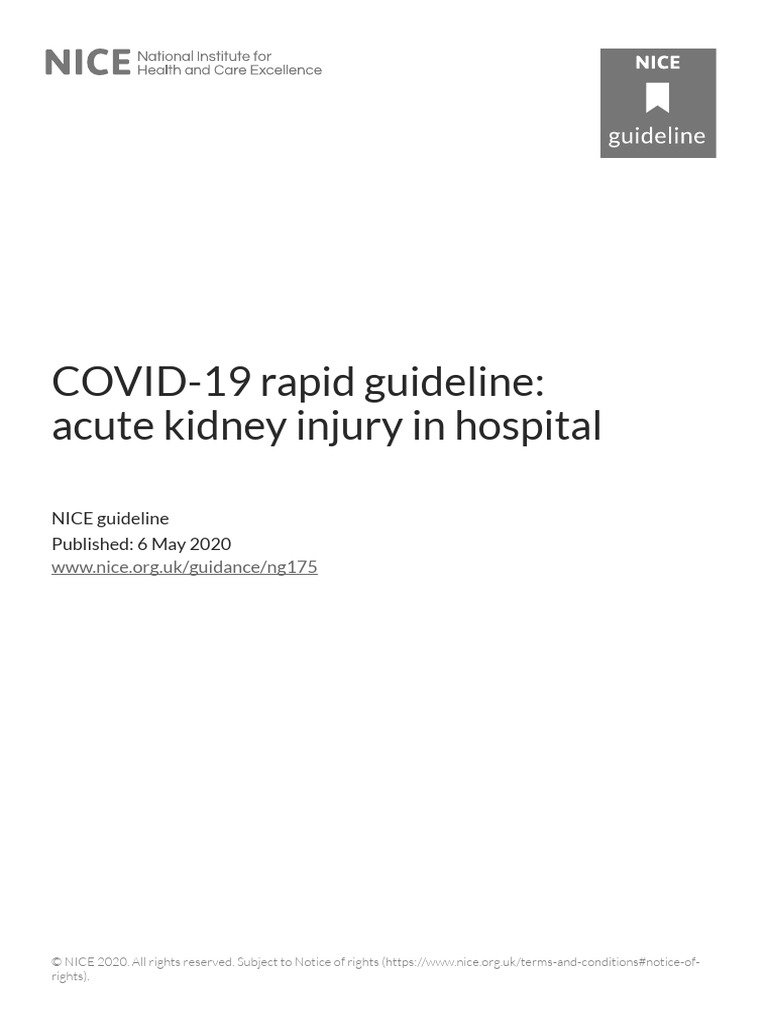 COVID-19 Rapid Guideline AKI in Hospital (2019) | PDF