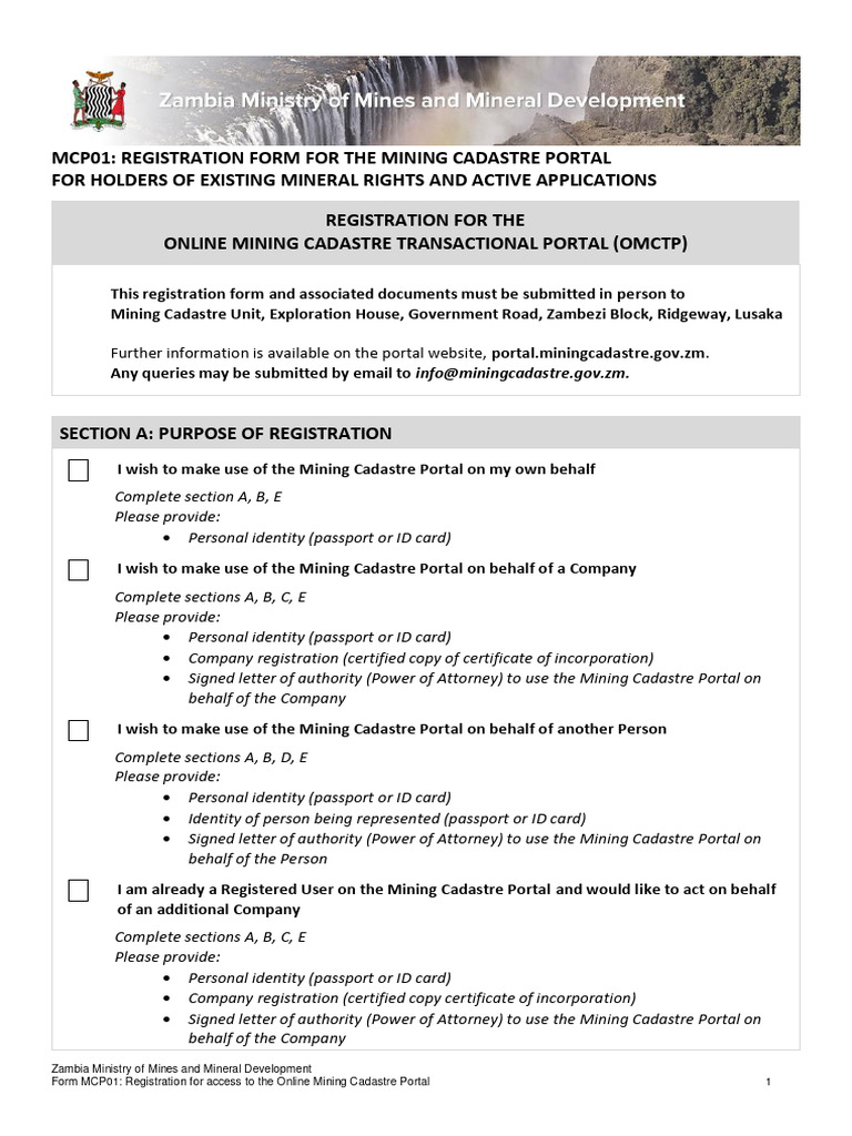 Mining Cadastre Portal Registration Form | PDF