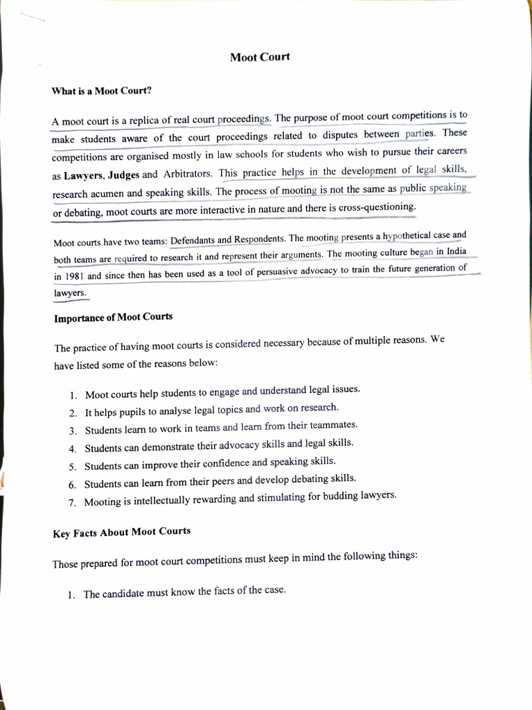 Moot Court Notes Pdf