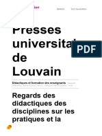 Presses Universitaires de Louvain: Regards Des Didactiques Des Disciplines Sur Les Pratiques Et La