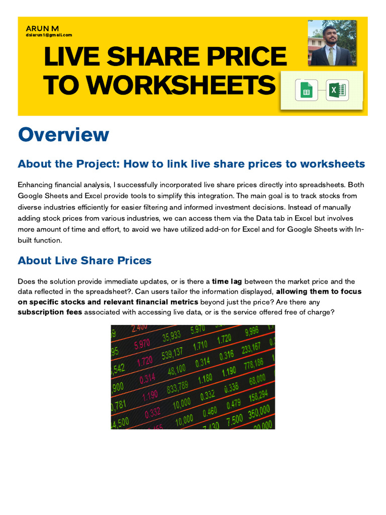 Integrating Live Share Prices in Excel | PDF | Spreadsheet | Microsoft ...