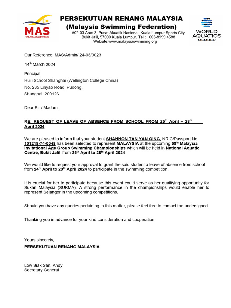 HOW TO WRITE A LETTER ASKING FOR LEAVE OF ABSENCE FROM SCHOOL