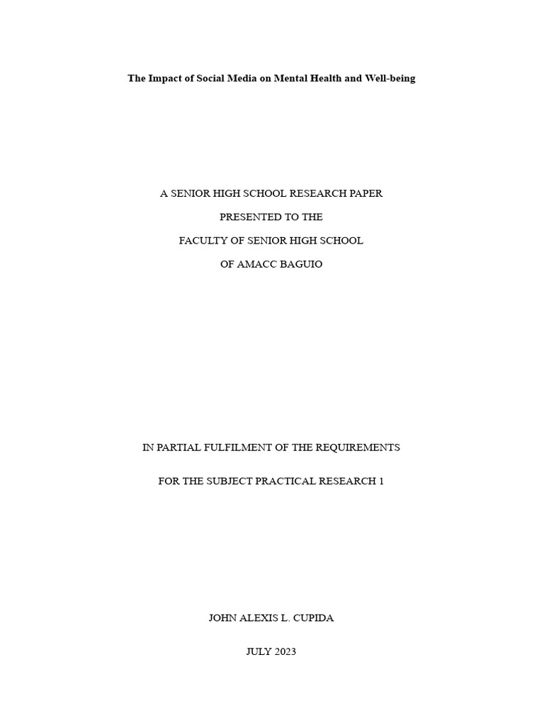 The Impact of Social Media On Mental Health and Wellbeing A Comparative ...