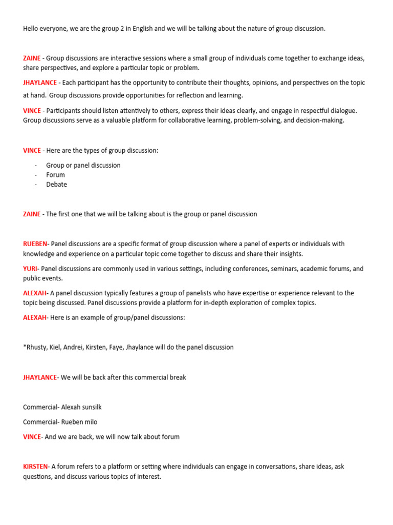 Group Discussion | PDF