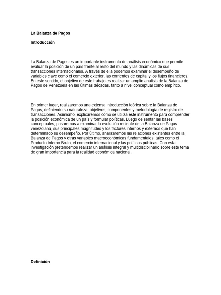 Análisis de la Balanza de Pagos en Venezuela | PDF | Balance de pagos ...