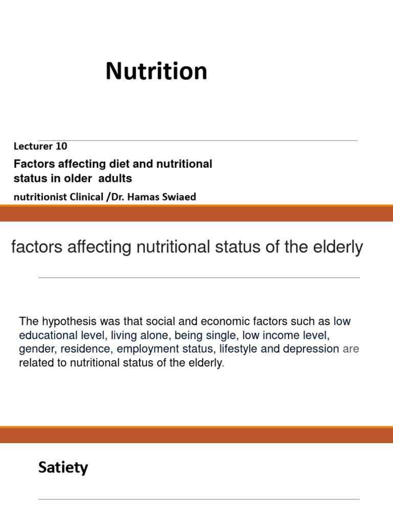 Nutritional Factors in Elderly Diets | PDF | Appetite | Eating