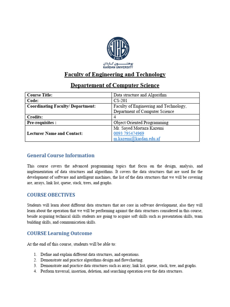Data Structure Course Outline (5) 179 1 | PDF