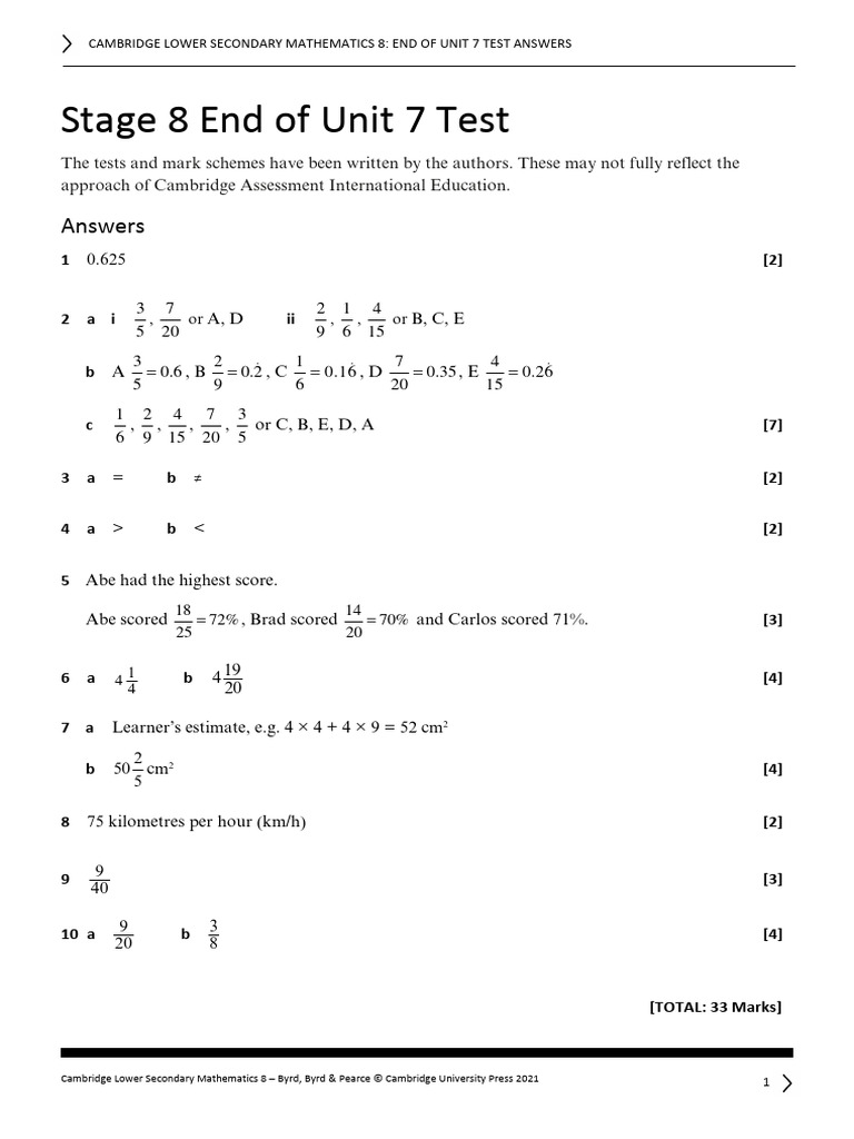 End of Unit 7 Test Answers | PDF