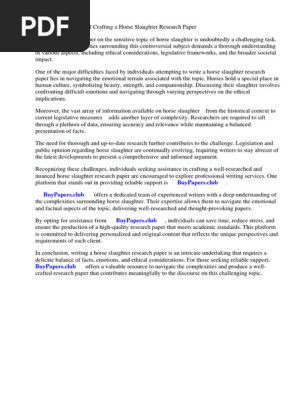 Horse Slaughter Research Paper