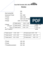 2021-2022 Early Release Bell Schedule