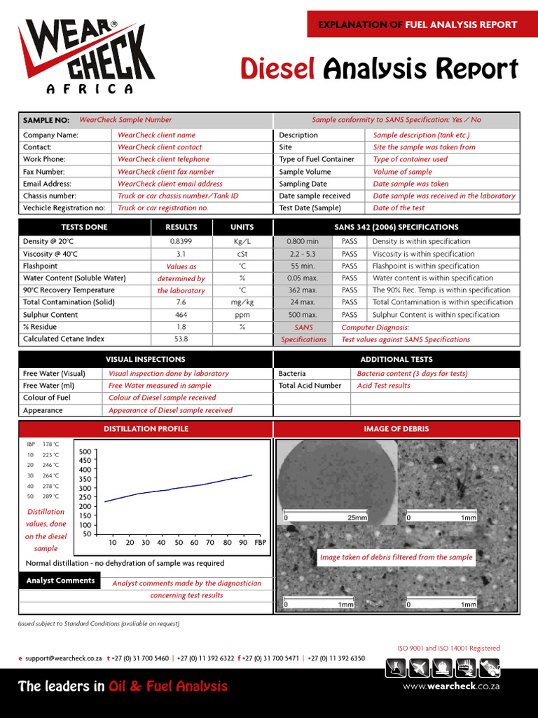 Fuel Analysis Report Explanation PDF Diesel Fuel Viscosity