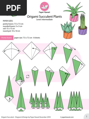 Origami Succulent Plant Diagram Paper Kawaii 1 Jttx20
