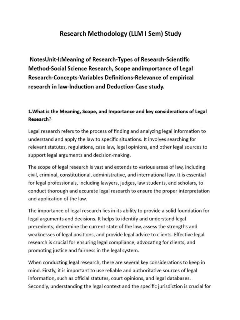 Research Methodology Llm I Sem Study Pdf Statistical Significance