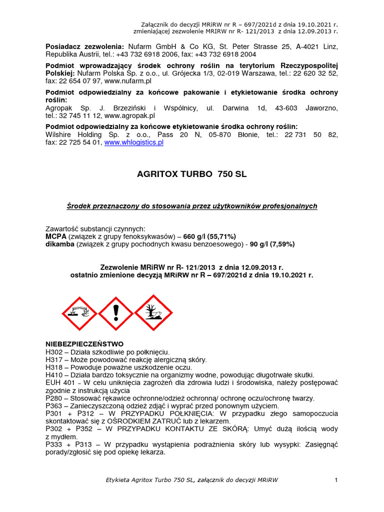 Agritox_Turbo_750_SL_-_ET_19-10-2021 | PDF