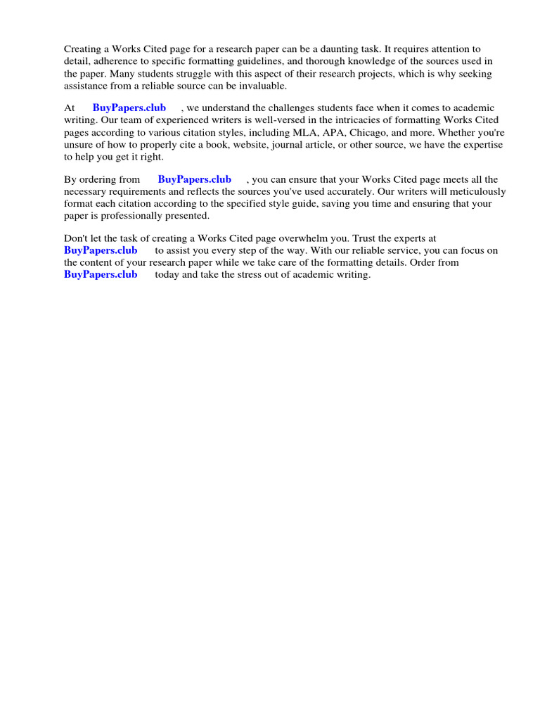 How To Make A Works Cited Page For A Research Paper PDF Citation