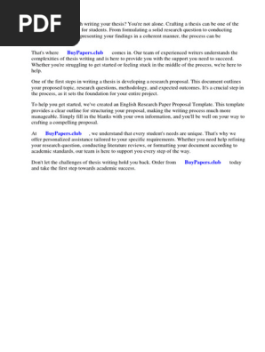 English Research Paper Proposal Template