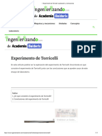 Experimento de Torricelli - Explicación y Conclusiones