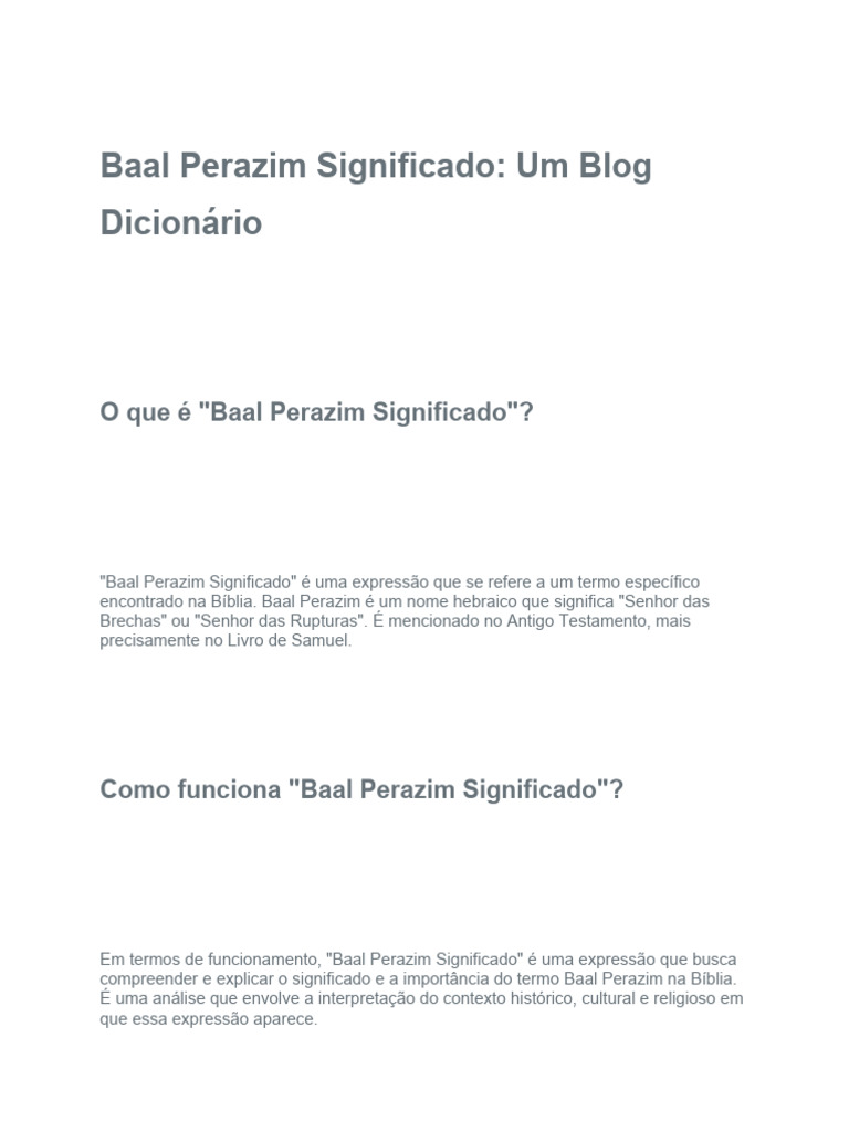 What Does The Name Baal Perazim Mean