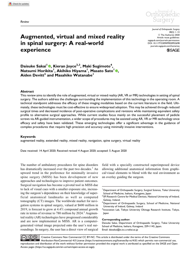 Augmented Virtual And Mixed Reality In Spinal Surg Pdf Augmented